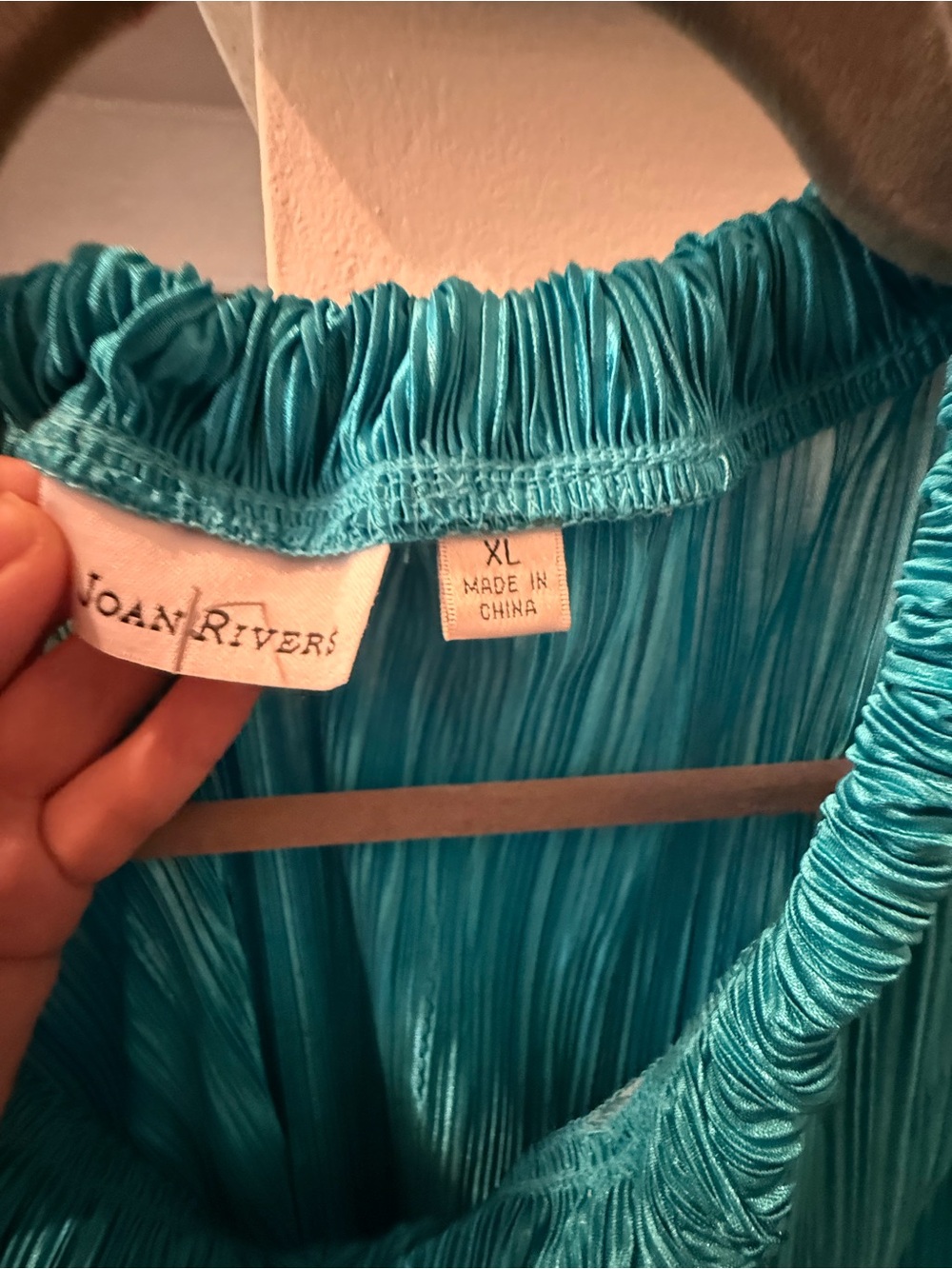 Joan Rivers Teal Pleated Ruffle-Neck Tunic - Picture 2 of 5